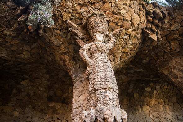 Park Guell portico of the washerwoman Park Guell portico of the washerwoman