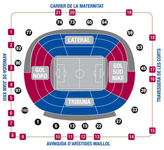 Egomanía Falsificación apagado Información para encontrar su asiento en el Camp Nou
